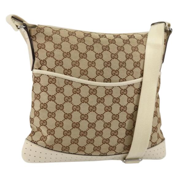 GUCCI Handbags - GUCCI GG Canvas Shoulder Bag Beige Silver 145857 Auth 145193